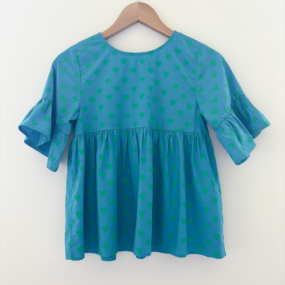Turquoise with Green Hearts Holi & Love Girls Top